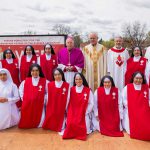 Sisters and the bishop at the opening of the monastery